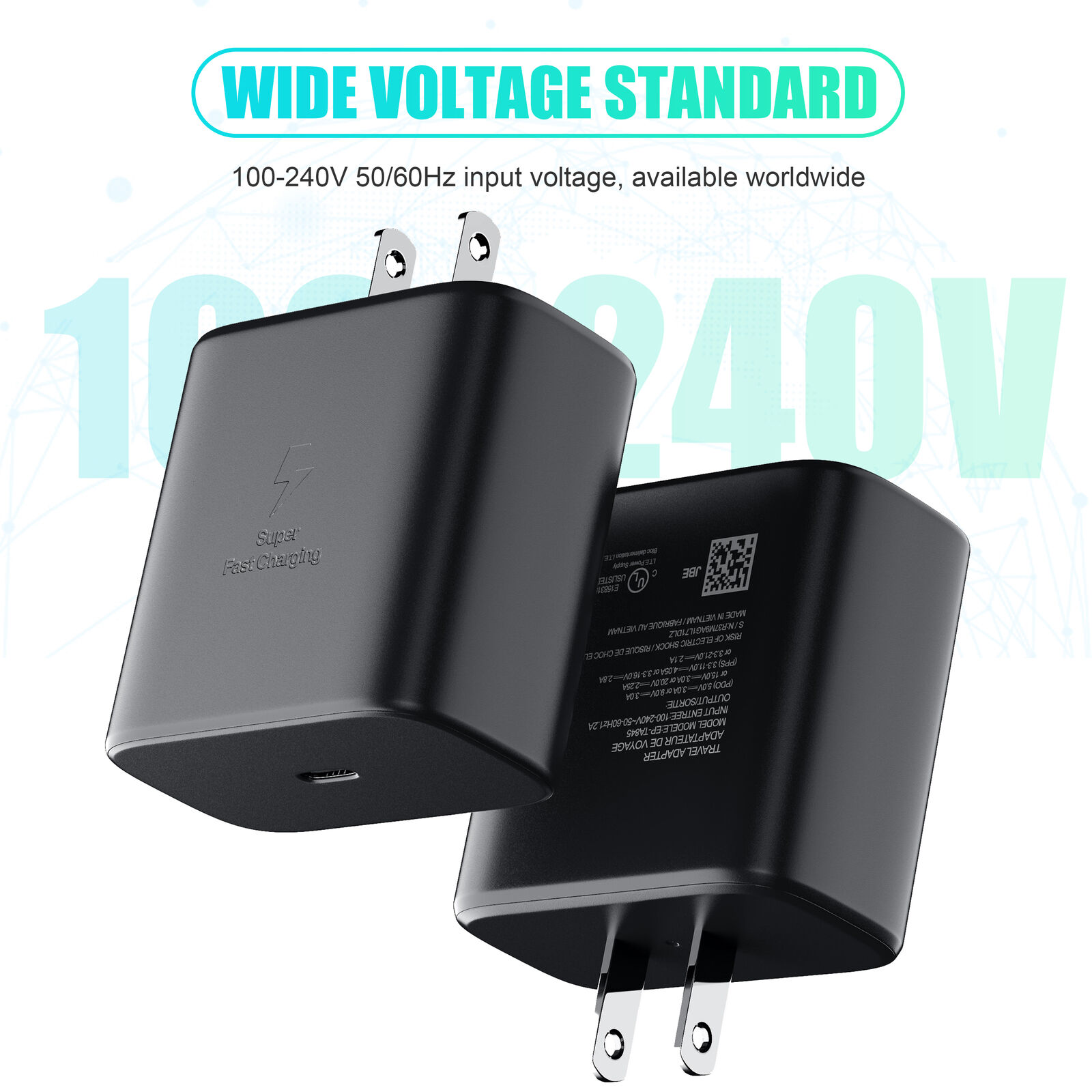 45W Fast USB-C Wall Charger for Samsung Galaxy