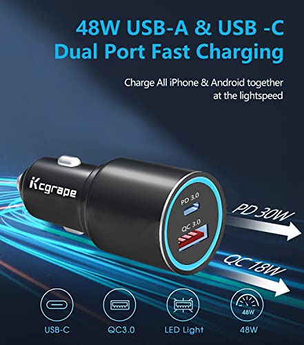 48W USB-C Car Charger for Samsung and Xiaomi