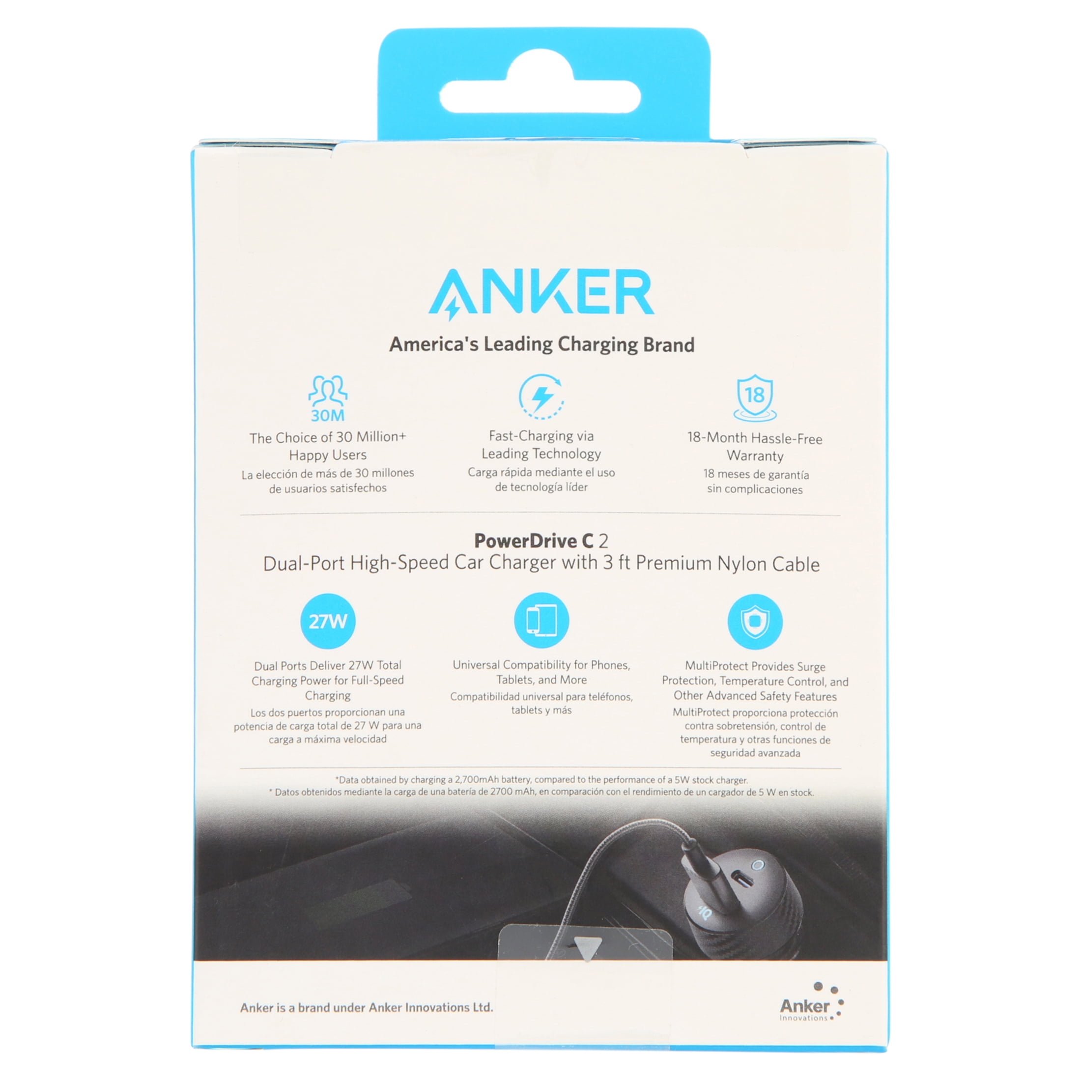 Anker 27W USB-C Car Charger with 6ft Cable