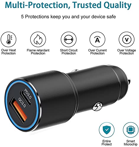 Dual Port 38W USB-C Car Charger with Cable