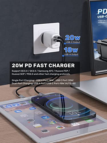 TOPK 20W Dual USB C Fast Charger Plug