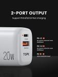 TOPK 20W Dual USB C Fast Charger Plug