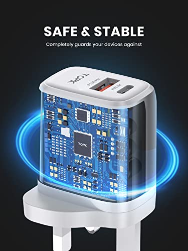 TOPK 20W Dual USB C Fast Charger Plug