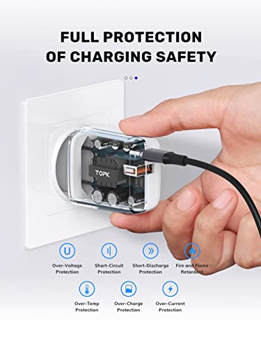 TOPK 20W Dual USB C Fast Charger Plug