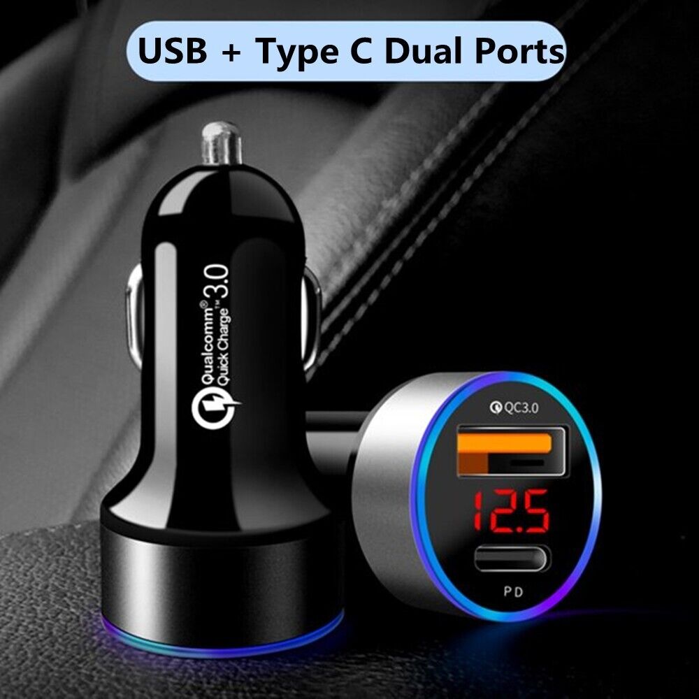 Fast USB-C Car Charger for iPhone and Samsung