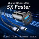 60W USB-C Car Charger with 5ft Cable