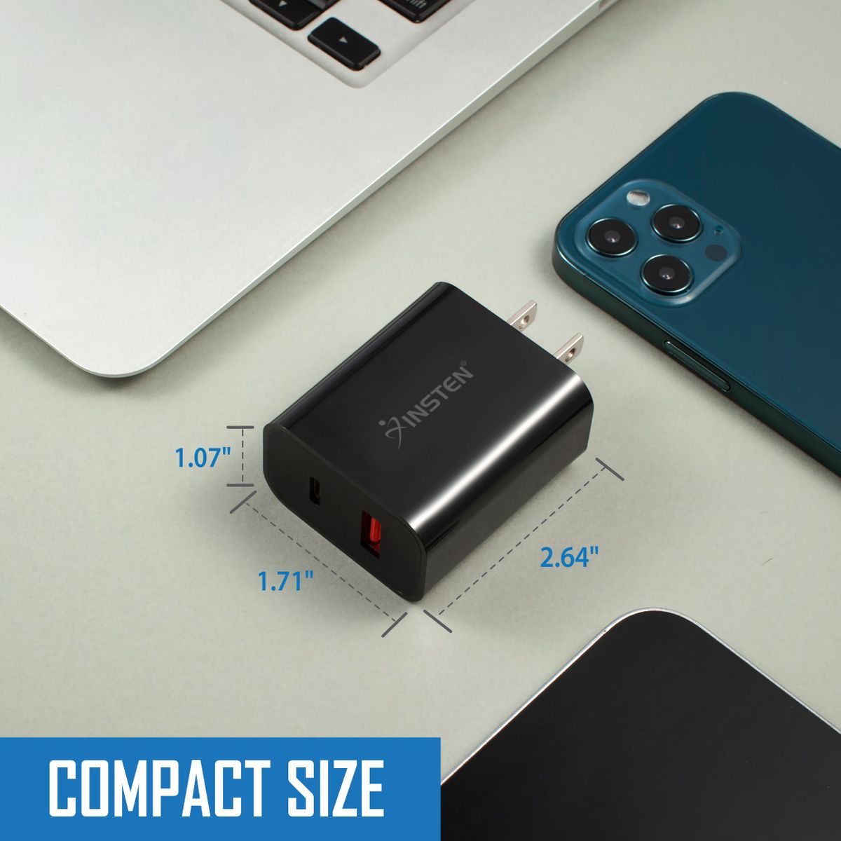 Insten 18W Dual Port USB-C Fast Charger