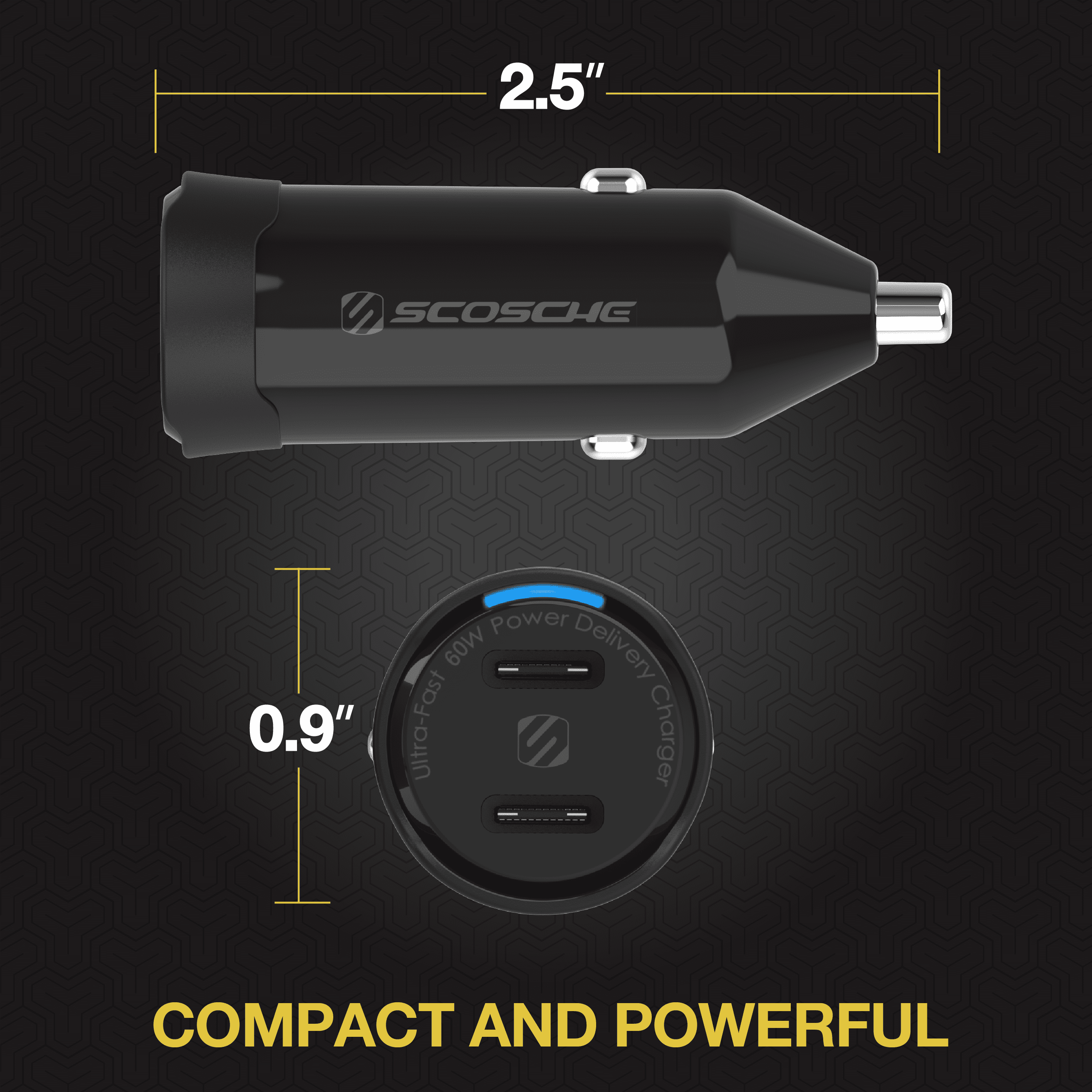 Scosche PowerVolt Dual USB-C Car Charger 60W