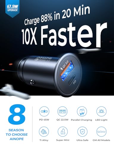 AINOPE 67.5W USB Car Charger Adapter