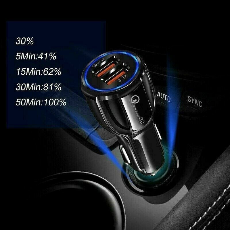 2 USB Port Fast Car Charger Trio