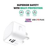 20W Dual Port USB-C Fast Charger for Samsung