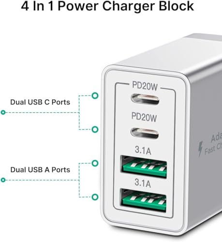 40W 4-Port USB-C Fast Charger Block