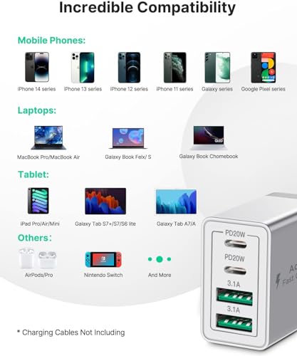 40W 4-Port USB-C Fast Charger Block