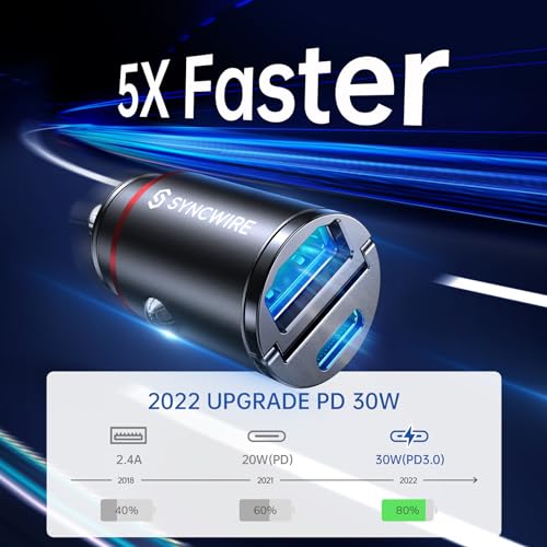Syncwire 30W Fast USB-C Car Charger Dual Port