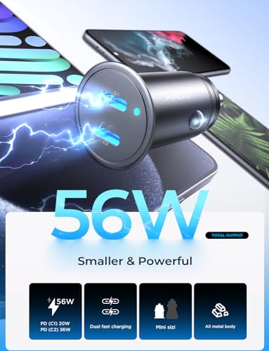 AINOPE 56W USB C Car Charger Fast Charging