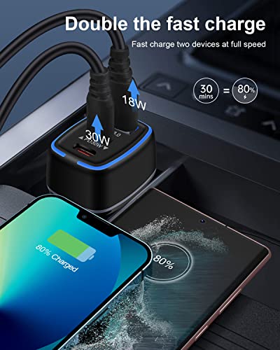 78W USB-C Fast Car Charger with 3 Ports
