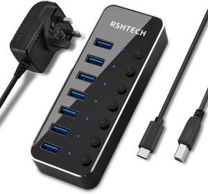 RSHTECH 7-Port USB 3.0 Hub for USB-C