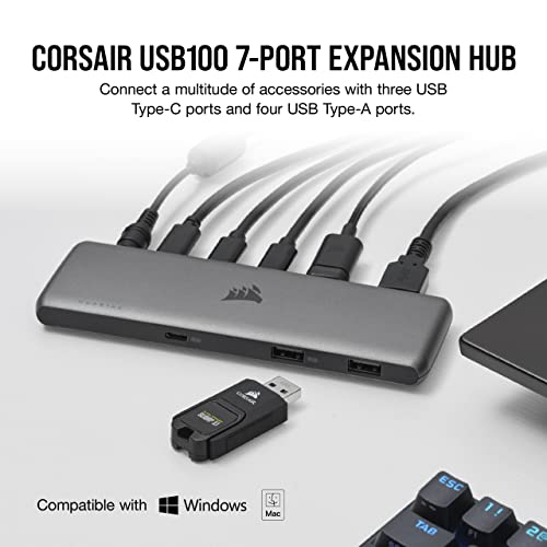 Corsair 7-Port USB-C/USB-A Hub, Silver