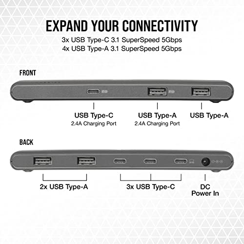 Corsair 7-Port USB-C/USB-A Hub, Silver