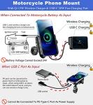 Motorcycle Phone Mount with 15W Wireless Charger