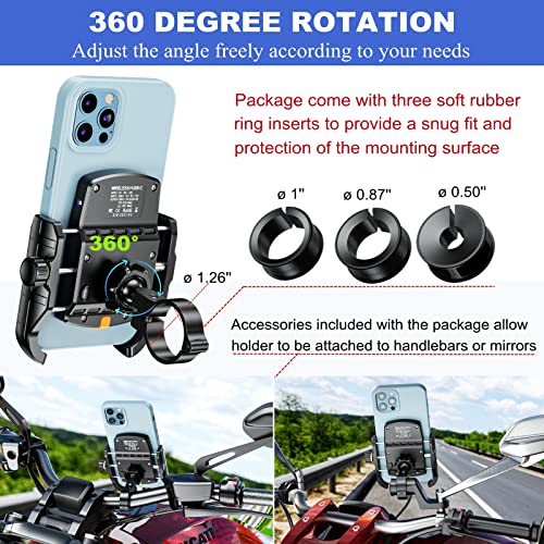 Motorcycle Phone Mount with 15W Wireless Charger