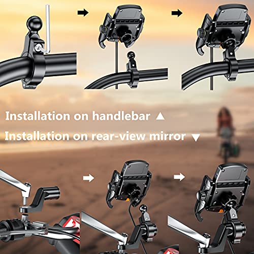 Motorcycle Phone Mount with 15W Wireless Charger