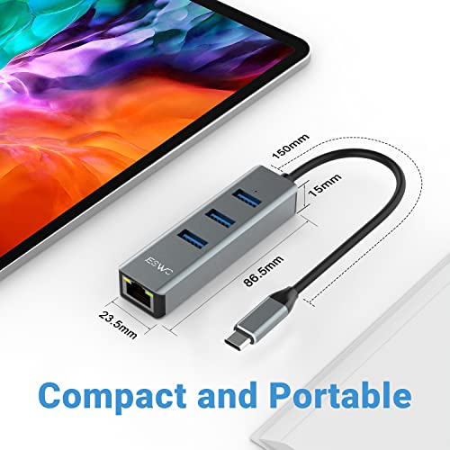 USB C to Ethernet Adapter with 3 USB Ports