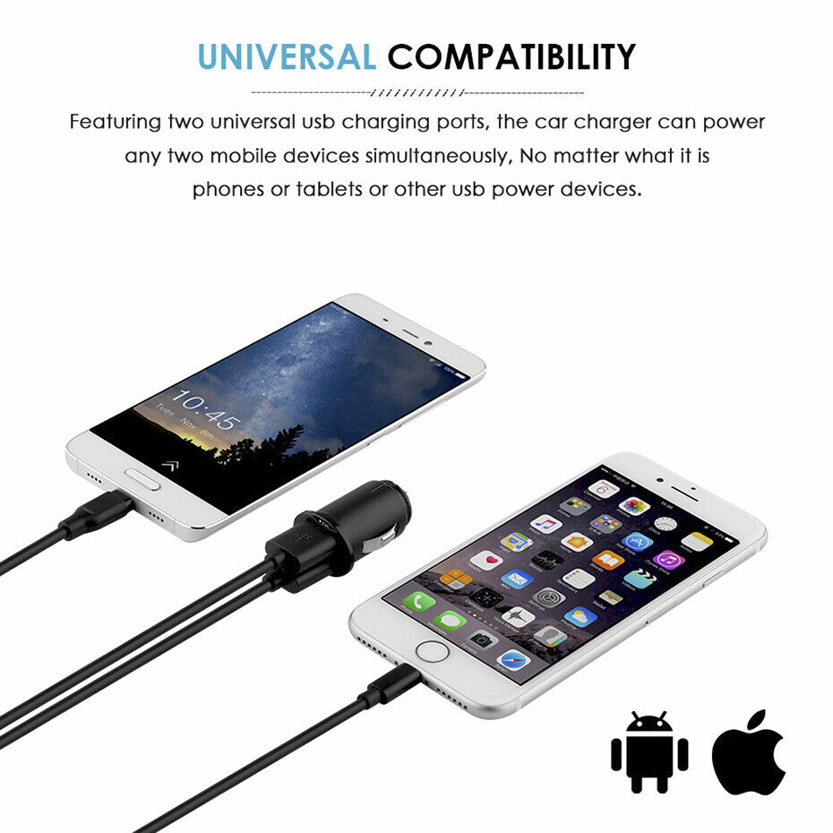 Dual USB-C Car Charger for iPhone and Samsung