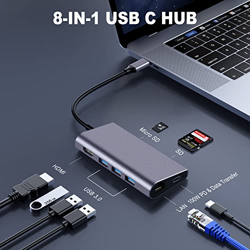 8-in-1 USB C Hub with Ethernet and HDMI