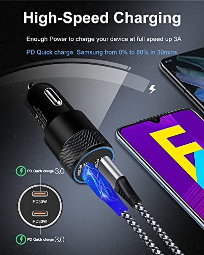 60W USB-C Fast Car Charger for Mobile Devices