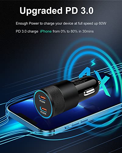 60W USB-C Fast Car Charger for Mobile Devices