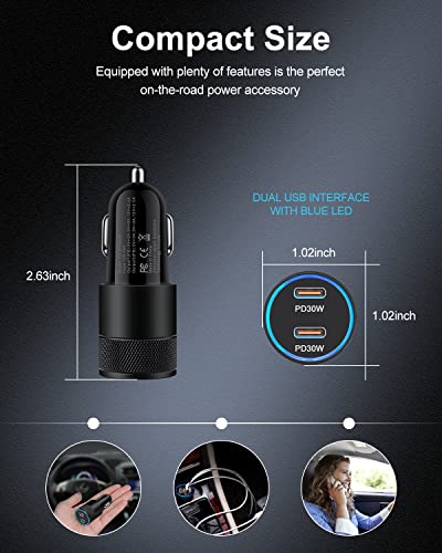 60W USB-C Fast Car Charger for Mobile Devices