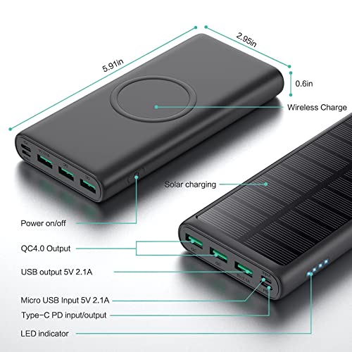 5-in-1 36800mAh Wireless Charger with Solar