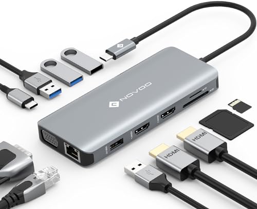 NOVOO 11-in-1 USB-C Dock with Triple Monitor Support