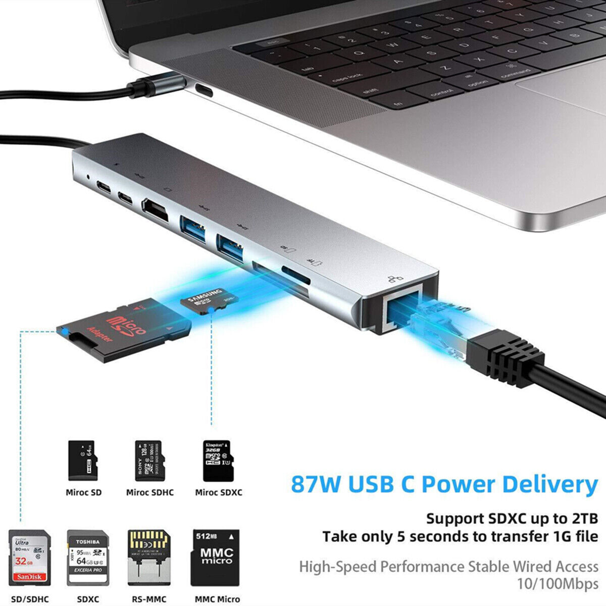 8-in-1 USB-C Hub with Ethernet and HDMI