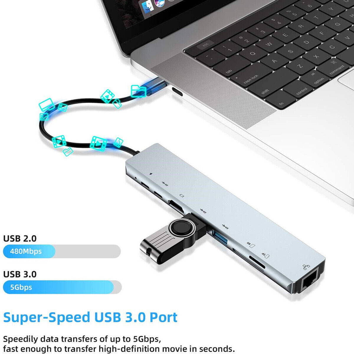 8-in-1 USB-C Hub with Ethernet and HDMI