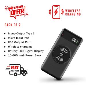 2-Pack Wireless Portable 10,000mAh Power Banks