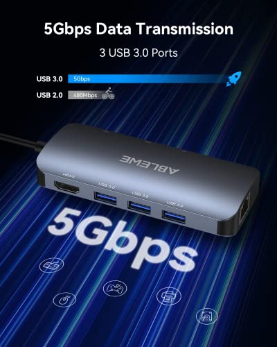 ABLEWE 8-in-1 USB-C Hub with HDMI and Ethernet