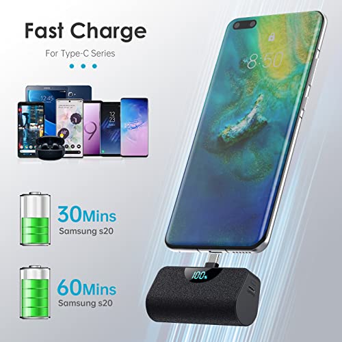 USB-C Mini Portable Charger: 2-Pack 5200mAh with LCD Display