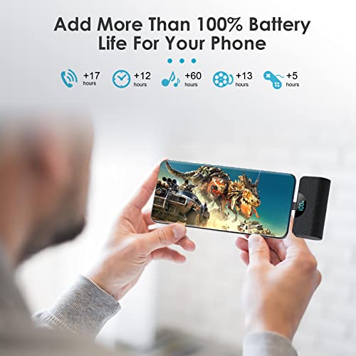 USB-C Mini Portable Charger: 2-Pack 5200mAh with LCD Display