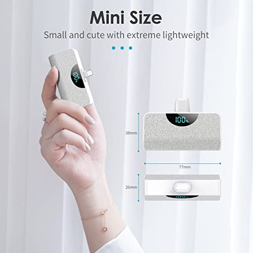 USB-C Mini Portable Charger: 2-Pack 5200mAh with LCD Display