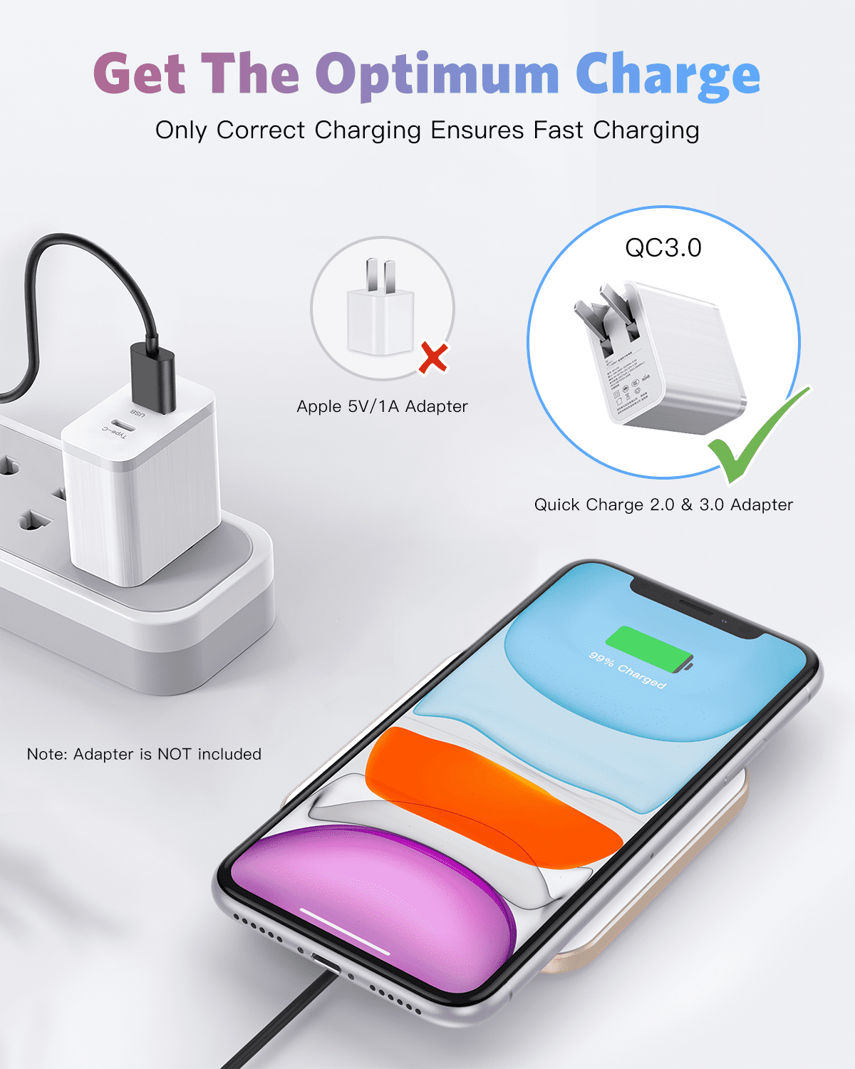 AGPTEK 15W Fast Wireless Charger with USB-C