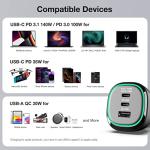 165W Super Fast USB C Car Charger Adapter