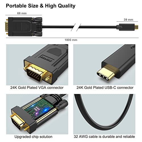 BENFEI USB C to VGA Cable - 6ft