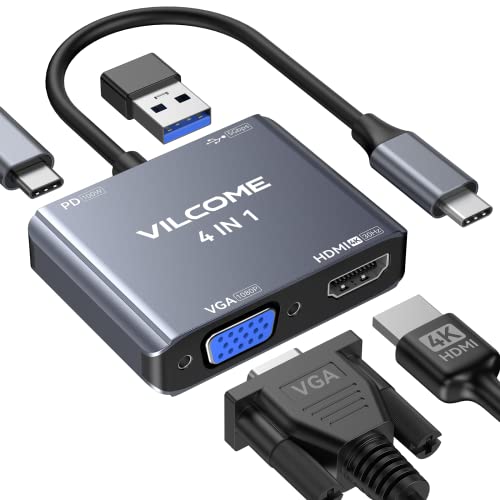 4-in-1 USB-C Hub with HDMI & VGA