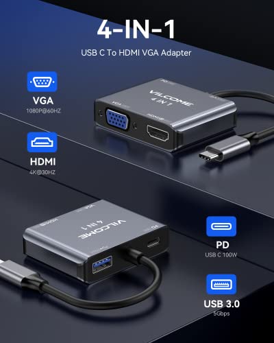 4-in-1 USB-C to HDMI VGA Adapter