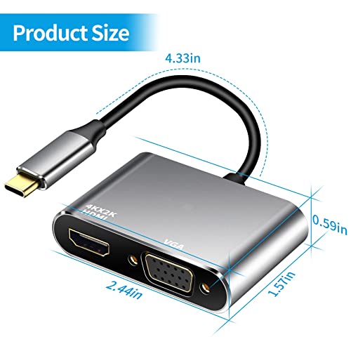 Baolongking USB-C to HDMI VGA Adapter 4K