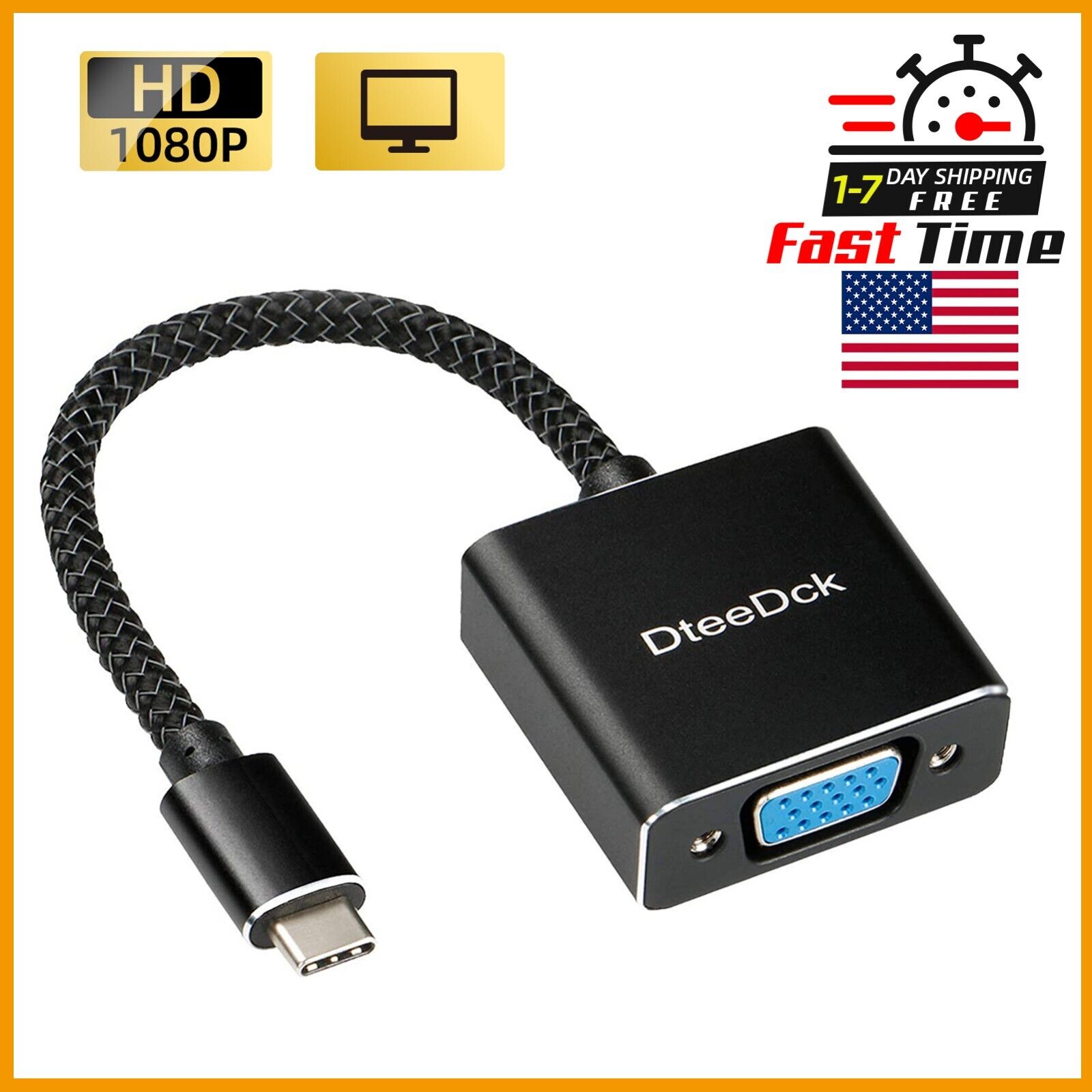 USB-C to VGA Braided Adapter Cable for MacBook