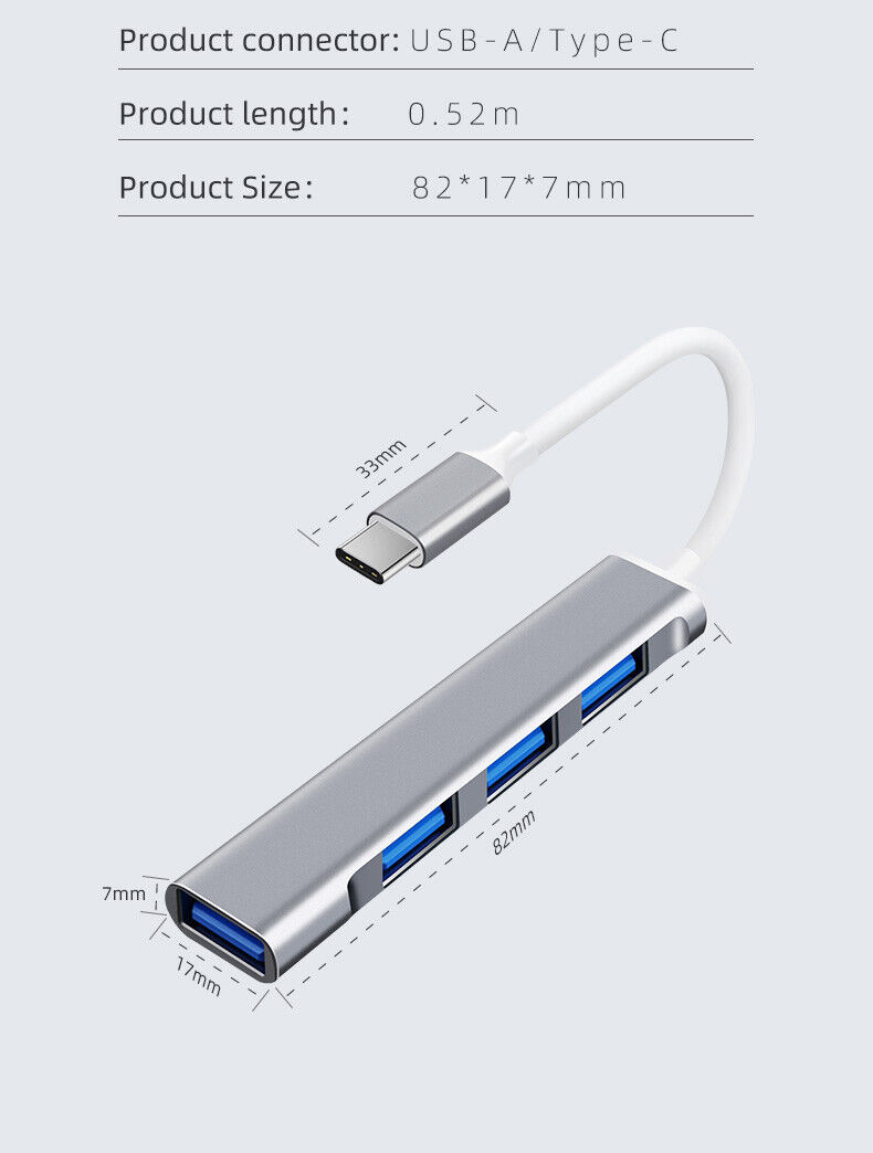 USB-C 4-Port Hub Splitter for Mac and PC