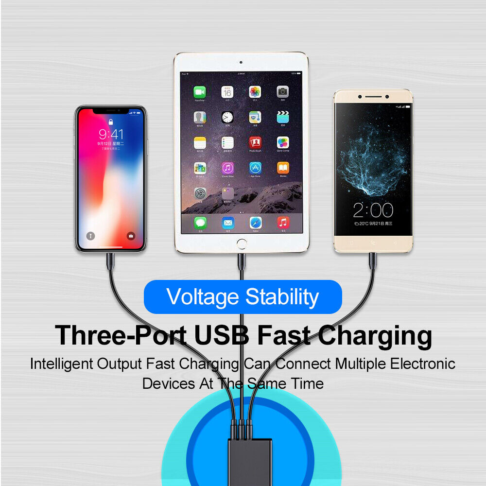 3-Port Quick Charge USB-C Wall Charger Set